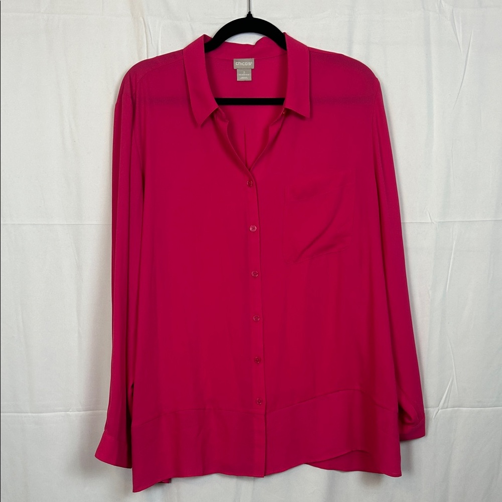 Chico's Vibrant Pink Button-Down Shirt